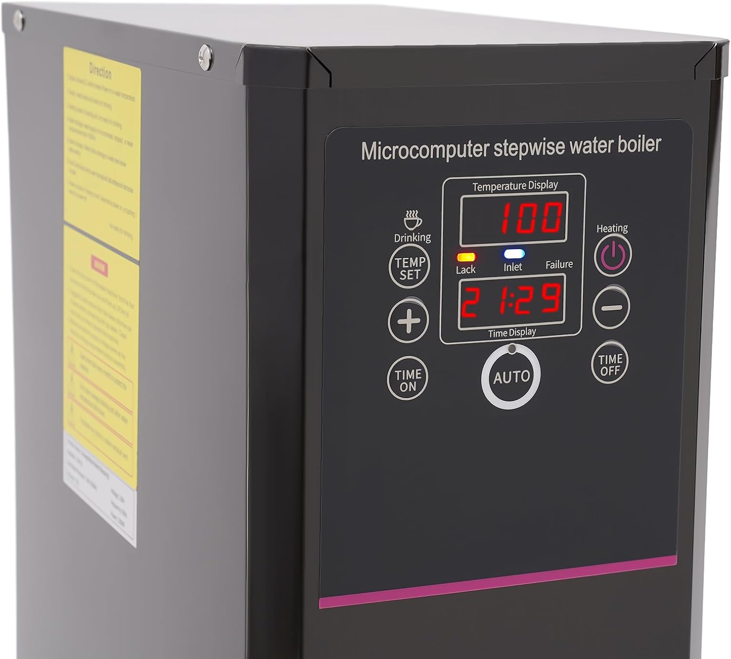 3000W Commercial Hot Water Dispenser, 20L/5.28 Gal Electric Water Boiler with Drip Tray Digital Display Screen Step-Heating Hot Water Maker for Large Homes Caterers Restaurants, Black
