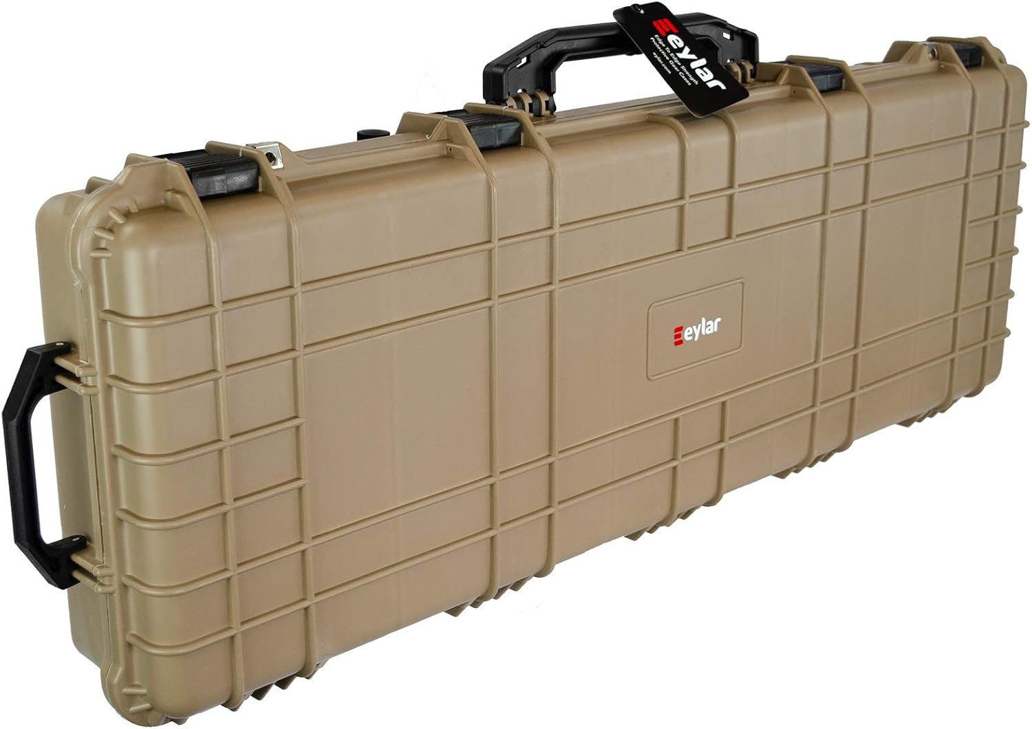 Eylar 48' Inch Protective Roller Rifle Hard Case with Foam, Waterproof & Crushproof, Two Rifles Or Multiple Guns, Pressure Valve with Lockable Fittings Tan FDE