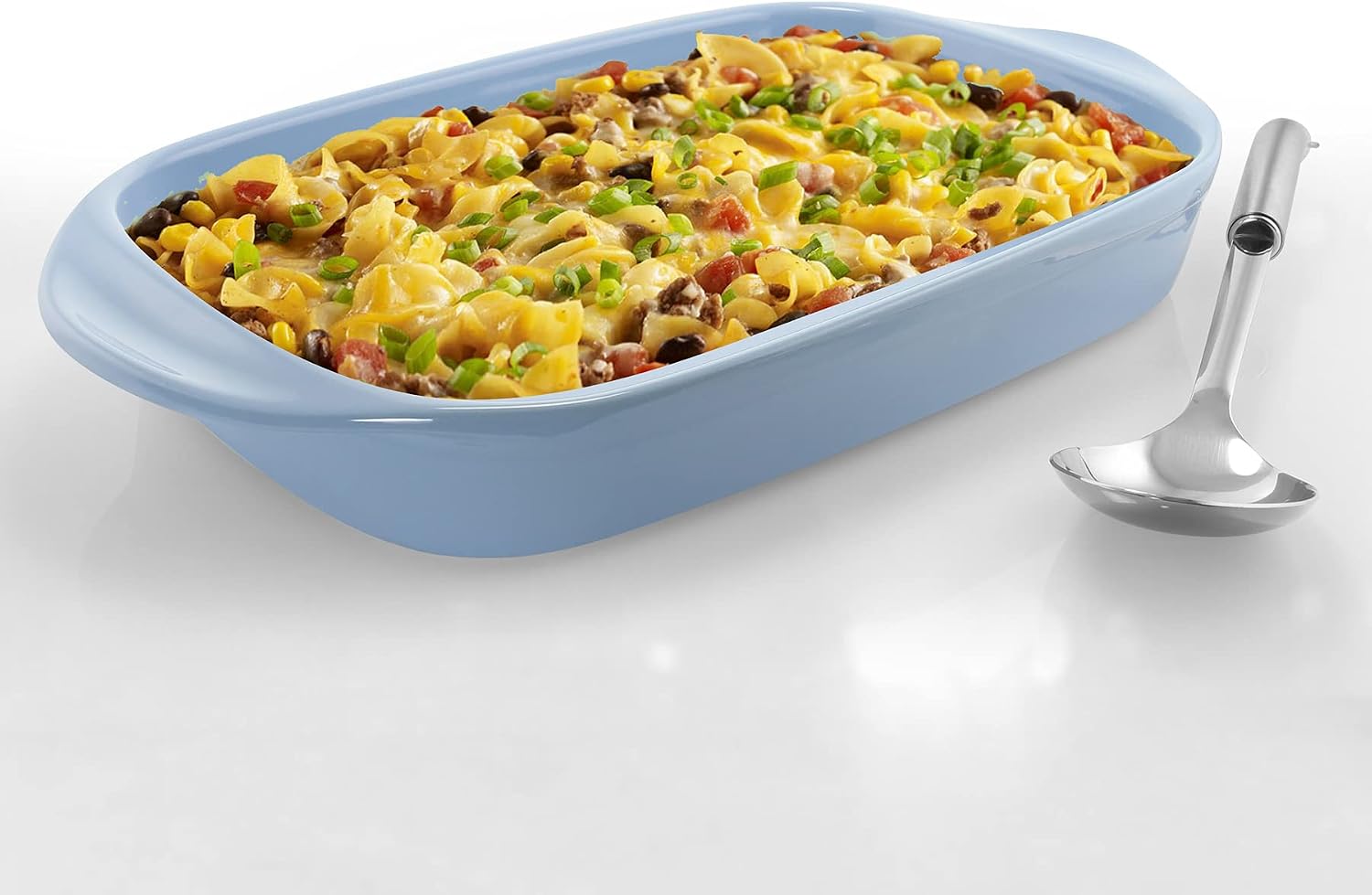 Chantal Classic Ceramic 3-pc Baker's Set; includes 8' Square Baker, 9' Loaf Pan & 13' x 9' Rect Baker, Glacier Blue, (93A-3BKR BQ)
