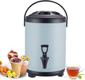 Urn Boiler Hot and Cold Water Dispenser Stainless Steel Tea Hot Water Bottle with Faucet Portable Handle Large Capacity Sealing for Catering Office Hotels Party (Color : Blue, Size : 8L)