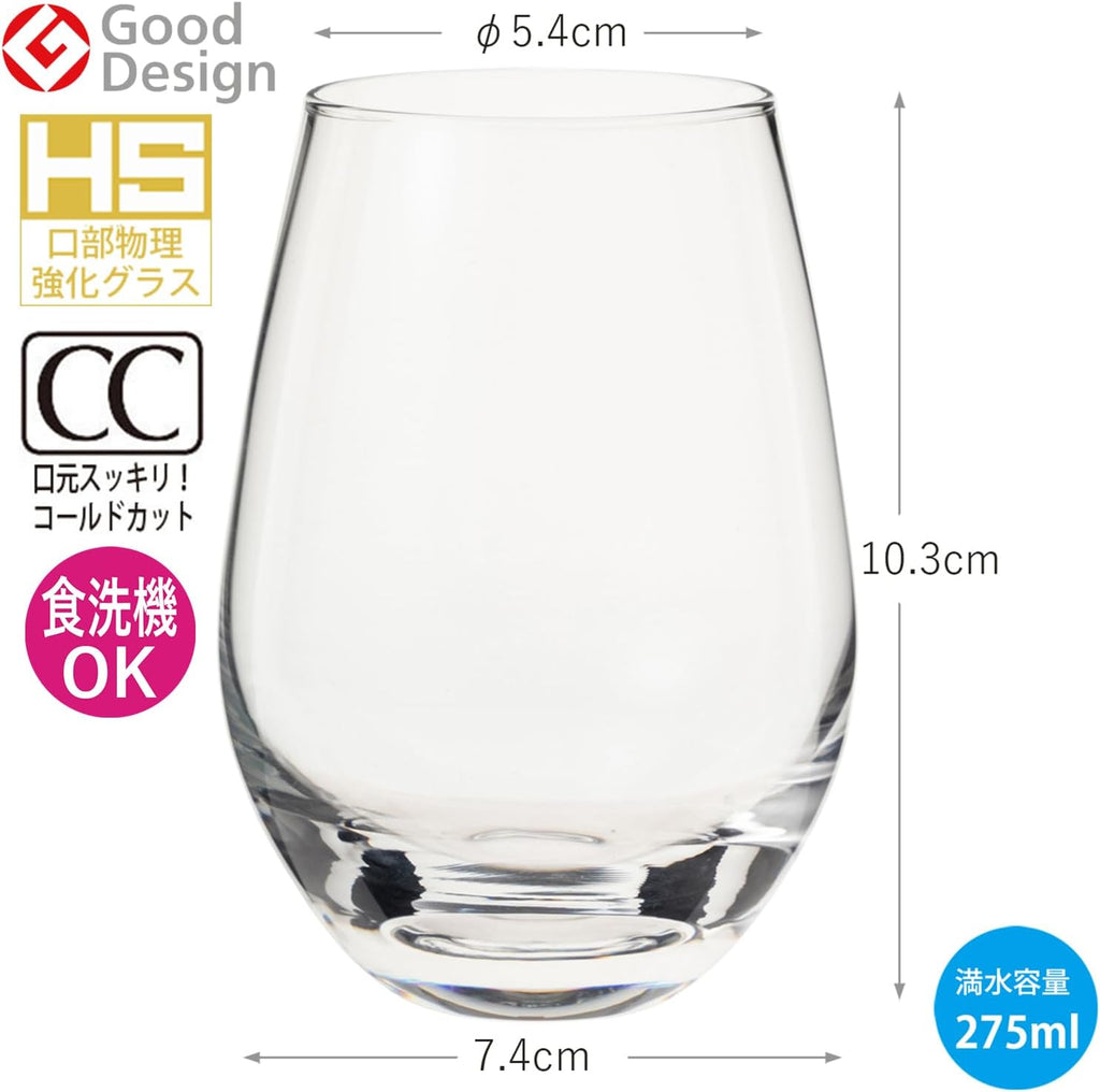 Toyo Sasaki Glass Tumbler, Water Variation, 9, 9.8 fl oz (275 ml), Set of 60, Sold by Case, Made in Japan, Good Design Award, Cold Cut T-24106hs-1ct
