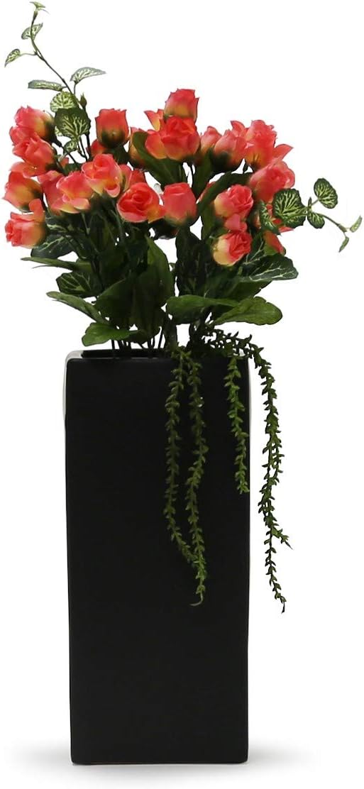 WGV Ceramic Block Vase Bulk, 5' W x 12' H, (Multiple Size/Color Choices) Matte Tall Square Flower Planter Pot, Accents Home Office Tabletop Decor, Ideal Gifts Black 6 Pieces (CSB0512BK)