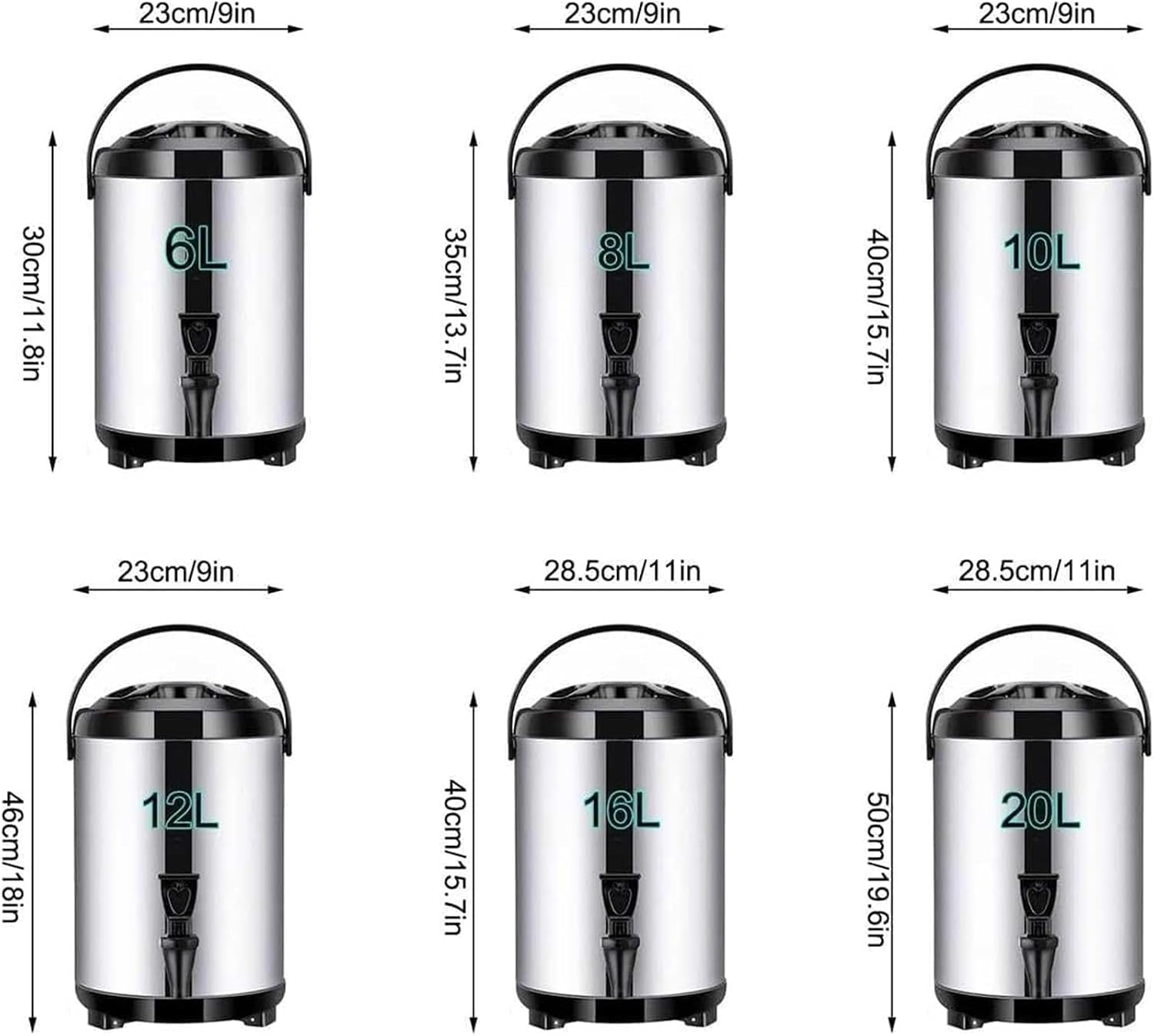 Catering Urn, Stainless Steel Insulated Hot Water Dispenser With Faucet - 6L/8L/10L/12L/16L/20L Milk Tea Barrel For Beverages(16 L)