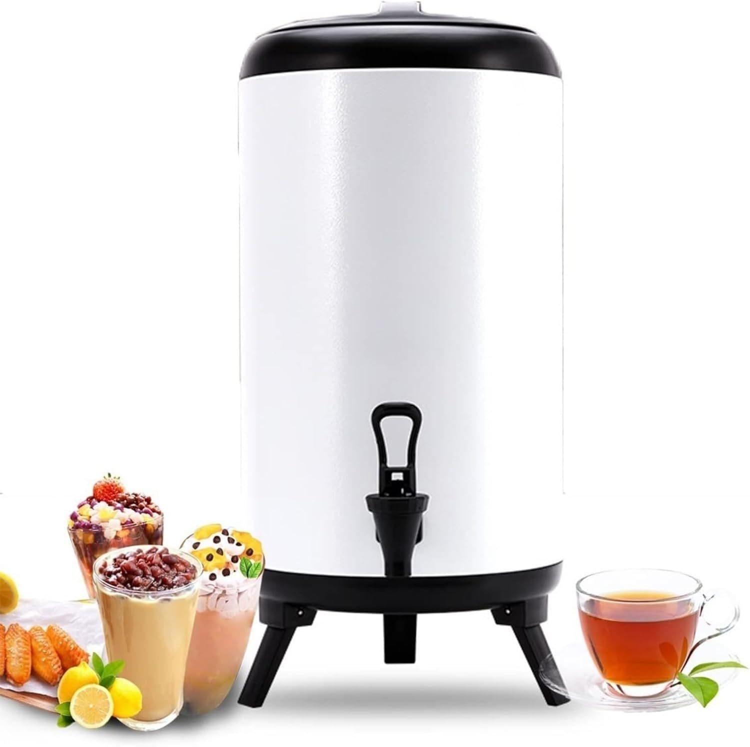 Urn Boiler Hot and Cold Water Dispenser Stainless Steel Tea Hot Water Bottle with Faucet Portable Handle Large Capacity Sealing (A 10L)