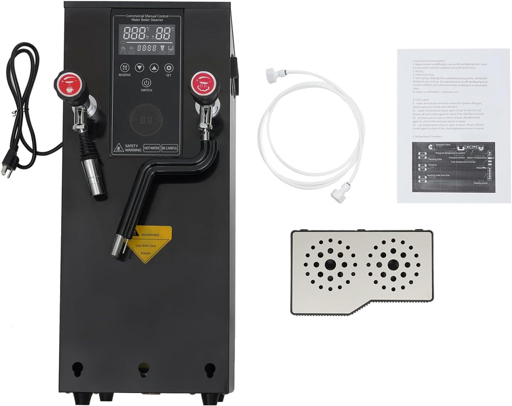 Commercial Hot Water Boiler 12L/3.2gal Hot Water Dispenser Stainless Steel 3000W Fast Heating Electric Kettle for Tea Coffee Restaurant Hotel Office Black