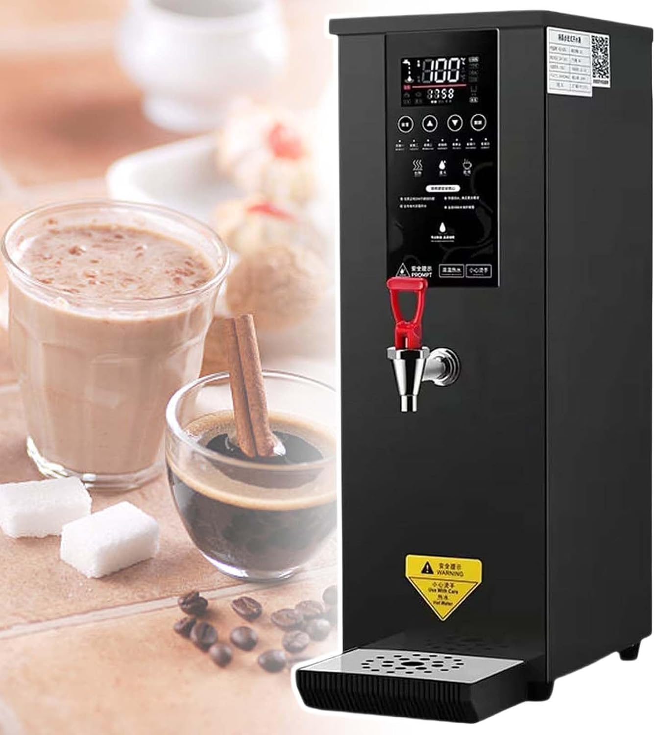Commercial Electric Hot Water Dispenser,60L/h Large Output,Stainless Steel Drinking Hot Water Boiler,for Tea Coffee/Dessert Shop Hotel,Black