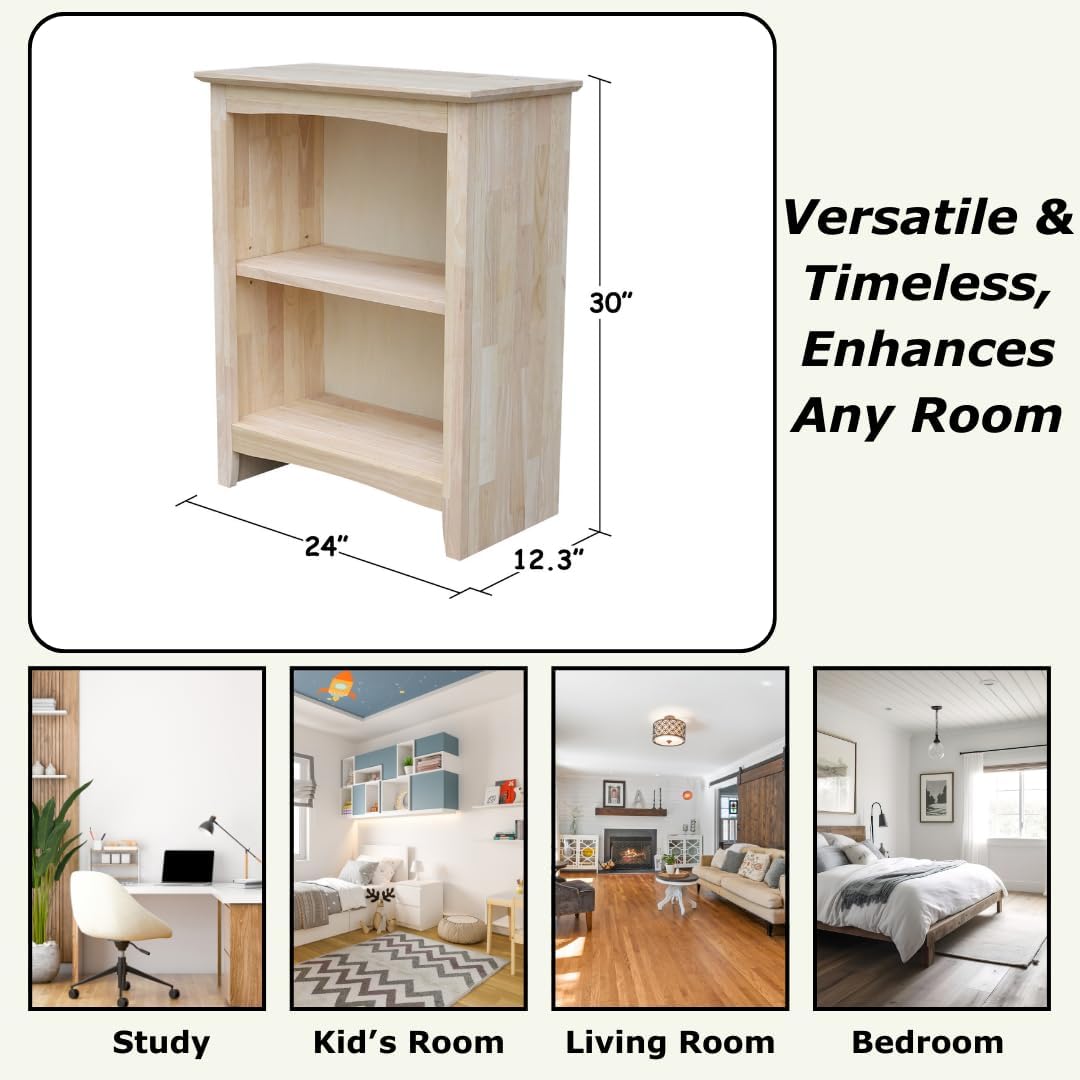 Solid Wood Shaker Bookcase - 30' H