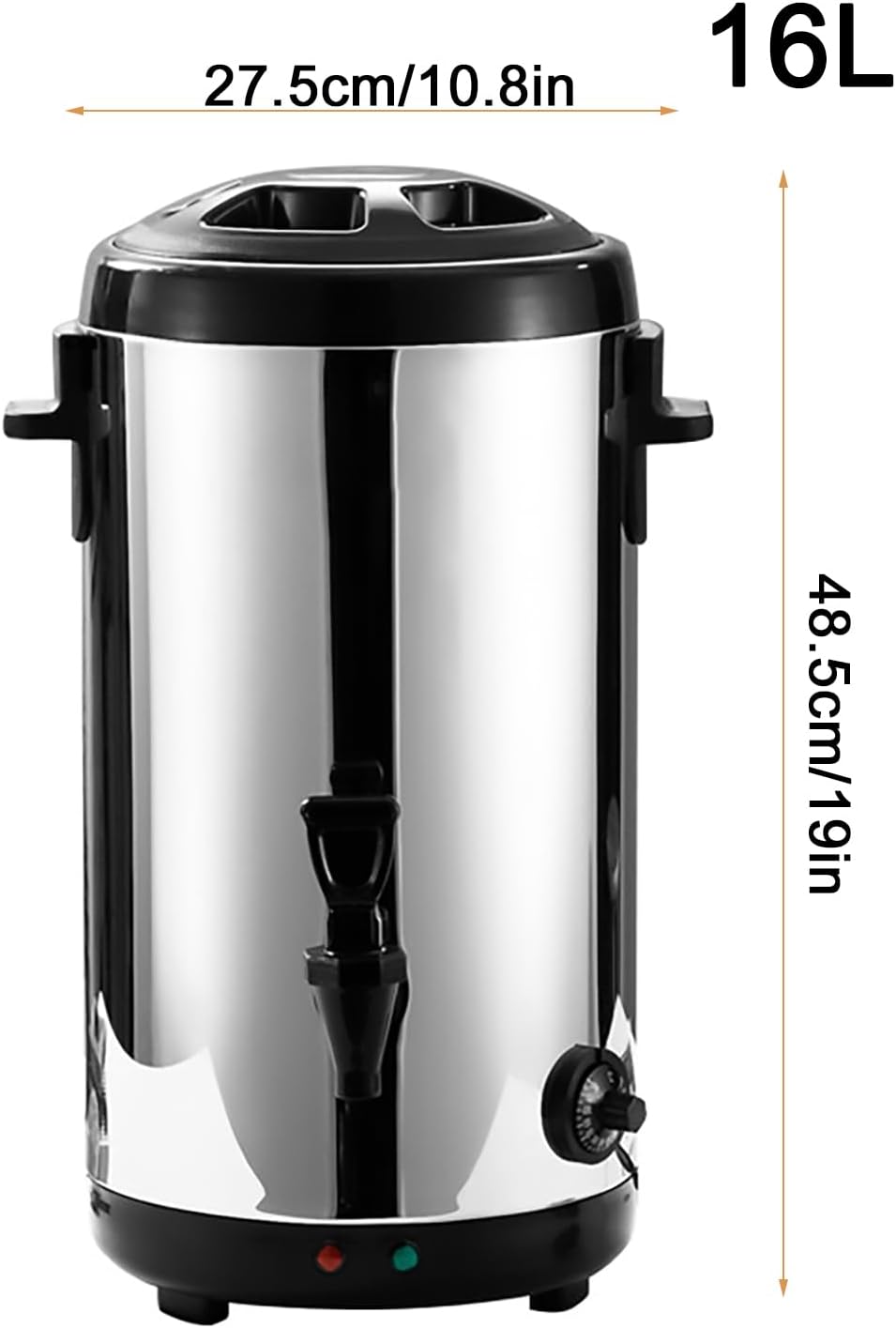 304 Stainless Steel Catering Urn, 8L/12L/16L/18L Hot Water Boiler Dispenser Heat Insulation Preservation Drink Commercial Milk Tea Dispenser Bucket for Cafe, Office, Home,16L