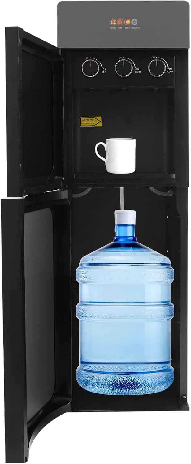 Bottom Loading Water Cooler Dispenser, 500W Hot and Cold Water Cooler with 3 Temperature Settings - Hot Cold & Room for Max.5Gal Bottles, Office Drinking Machine, Home Use YJSTD-51 Gray
