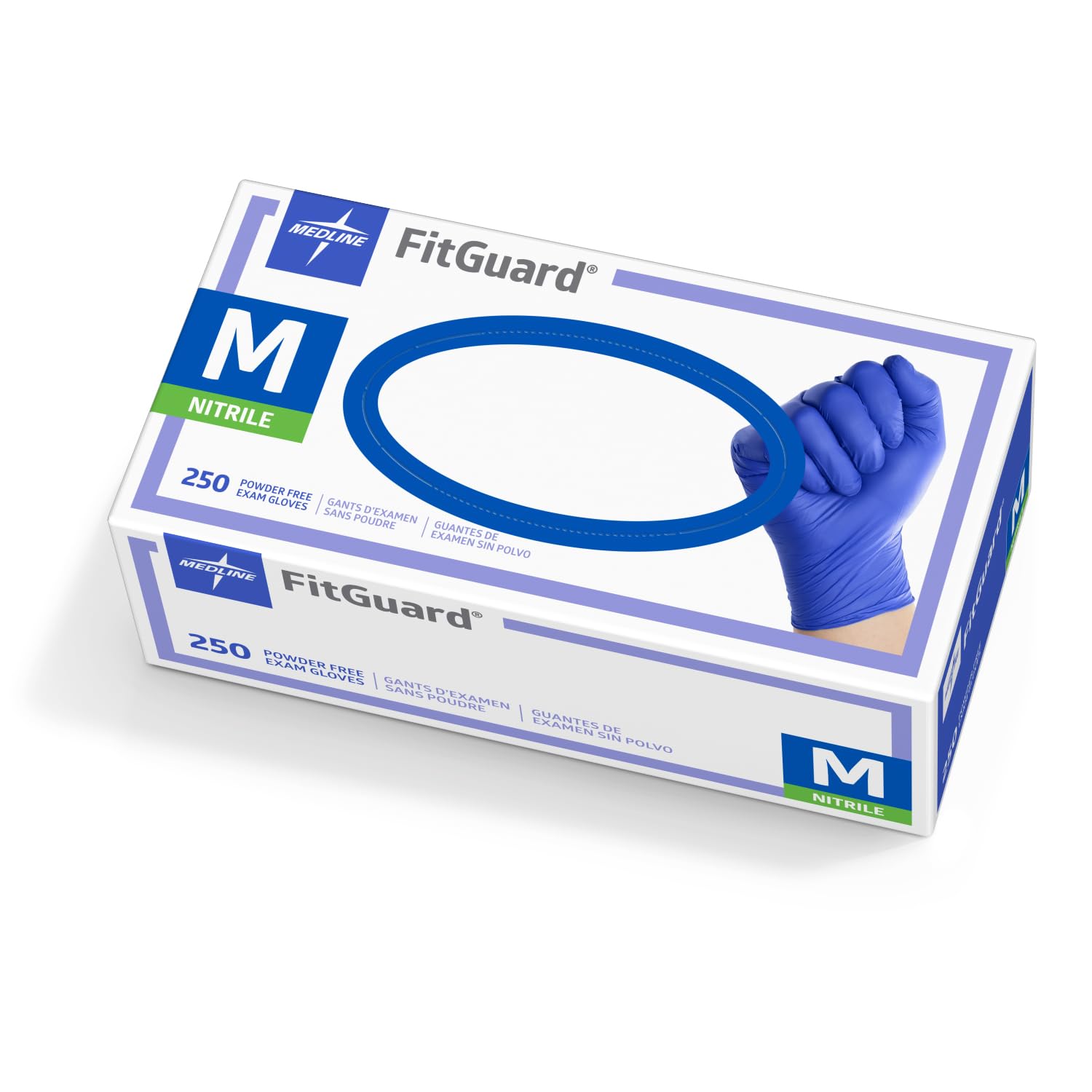 Medline FitGuard Touch Nitrile Exam Gloves, Medium, 2500 Count, Latex and Powder-Free, Chemotherapy-Rated, Textured Fingertips, FG2502