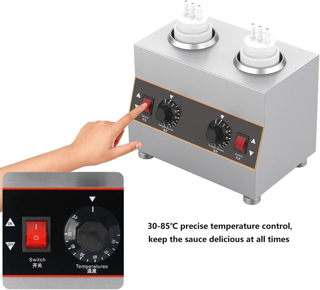 Electric Cheese Sauce Warmer Hot Fudge Warmer Dispenser Nacho Cheese Dispenser Jam Heat Preservation Machine with 650ml Bottle, 30-85℃ Adjustable (1grid)
