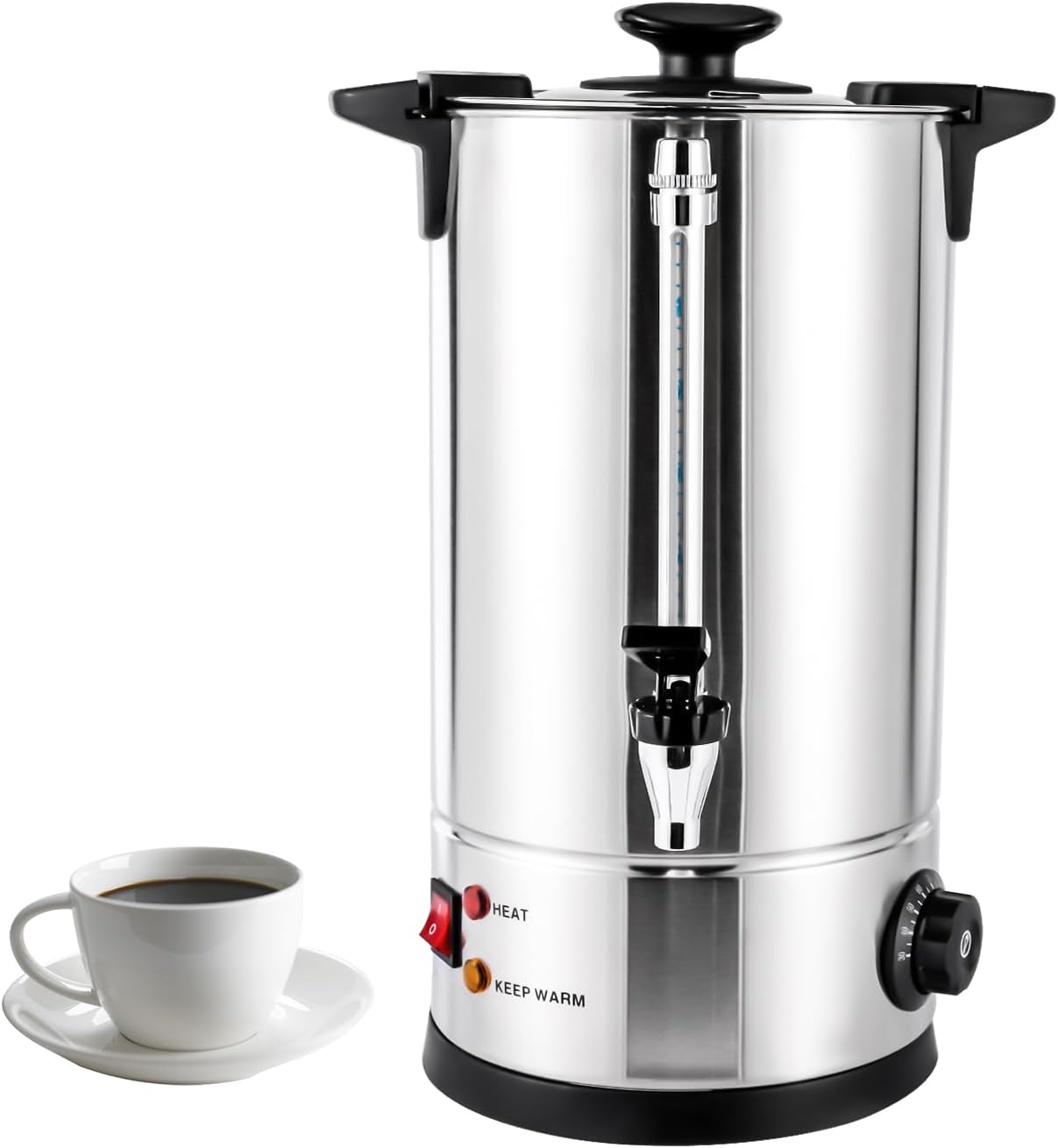 8L Commercial Coffee Urn Stainless Steel Large Coffee Maker with Thermostat, Hot Water Dispenser with Faucet, Percolator Electric Brewer for Office, Party, Wedding, Catering Use