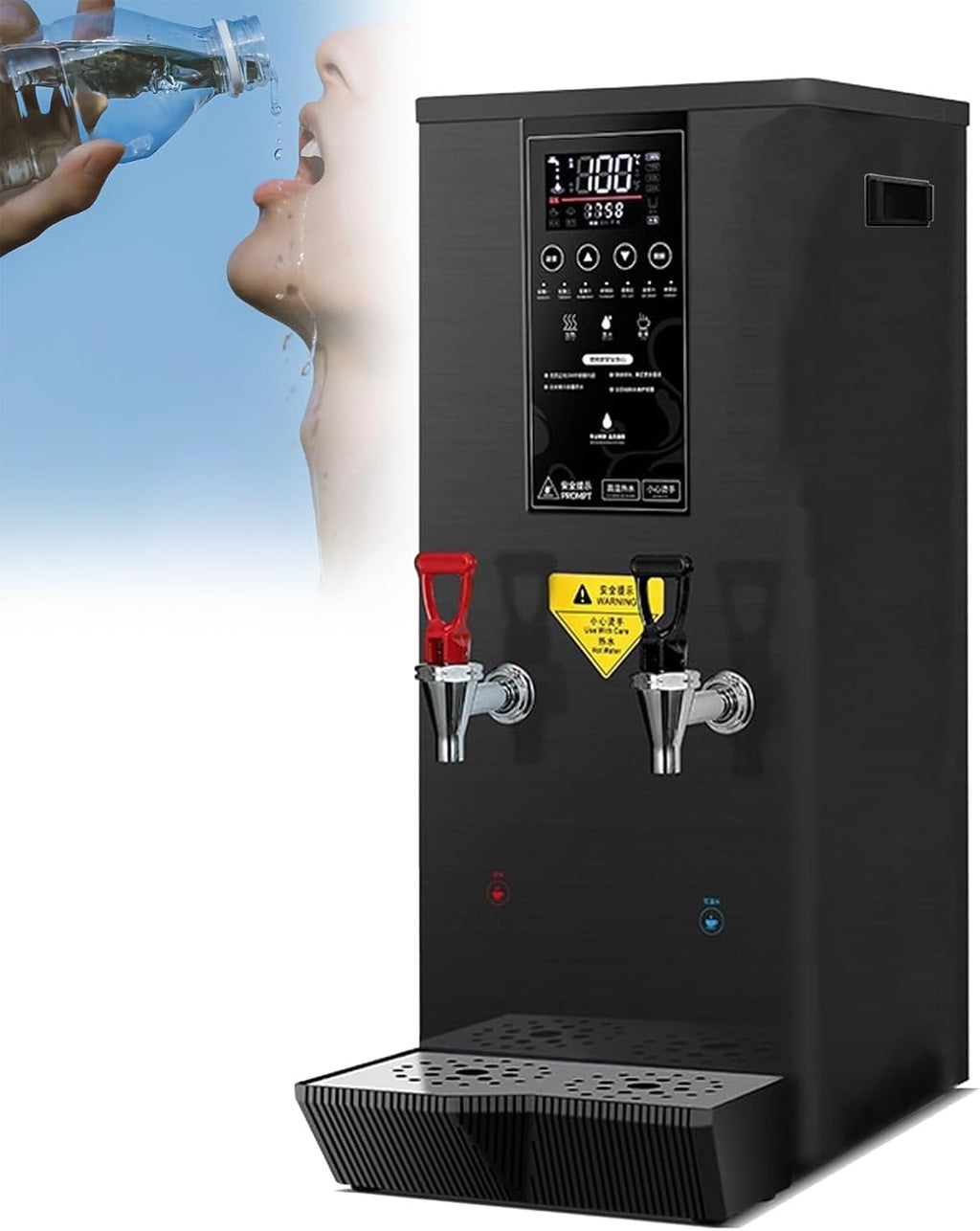 Commercial Hot Water Dispenser with Filter Automatic Water Boiler Machine Large Capacity 50L/H for Tea Boba Tea Milk Tea Restaurant Hotel (Black)