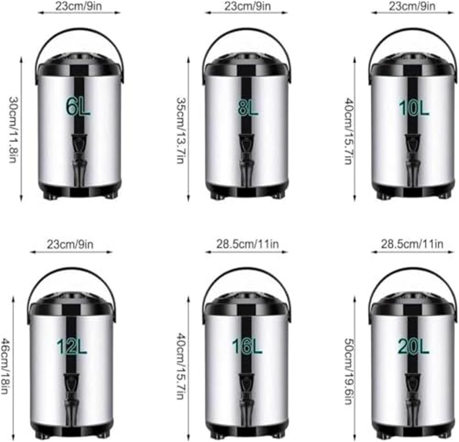 Insulated Beverage, Stainless Steel Commercial Hot Water Dispenser With Spigot - 6L To 20L Beverage Server For Coffee, Tea, Catering, Office & Parties