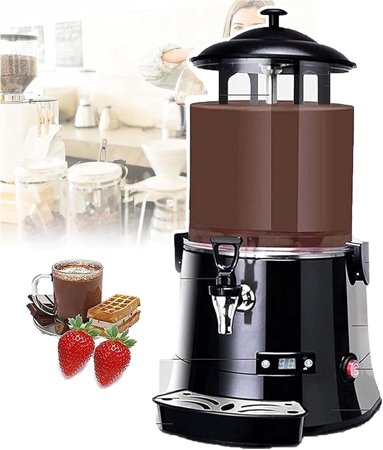 Chocolate Dispenser, Electric Hot Chocolate Warmer Machine with LED Display (30℃-90℃), Ideal for Heating Chocolate, Coffee, Milk, Tea, and Juice