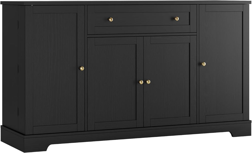 HITHOS 54' Buffet Cabinet with Storage, Modern Kitchen Buffet Sideboard with Drawer, Wood Coffee Bar with Adjustable Shelves, Kitchen Storage Cabinet for Living Room, Black