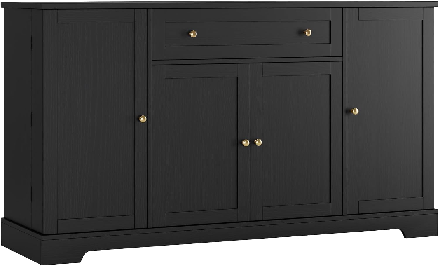 HITHOS 54' Buffet Cabinet with Storage, Modern Kitchen Buffet Sideboard with Drawer, Wood Coffee Bar with Adjustable Shelves, Kitchen Storage Cabinet for Living Room, Black