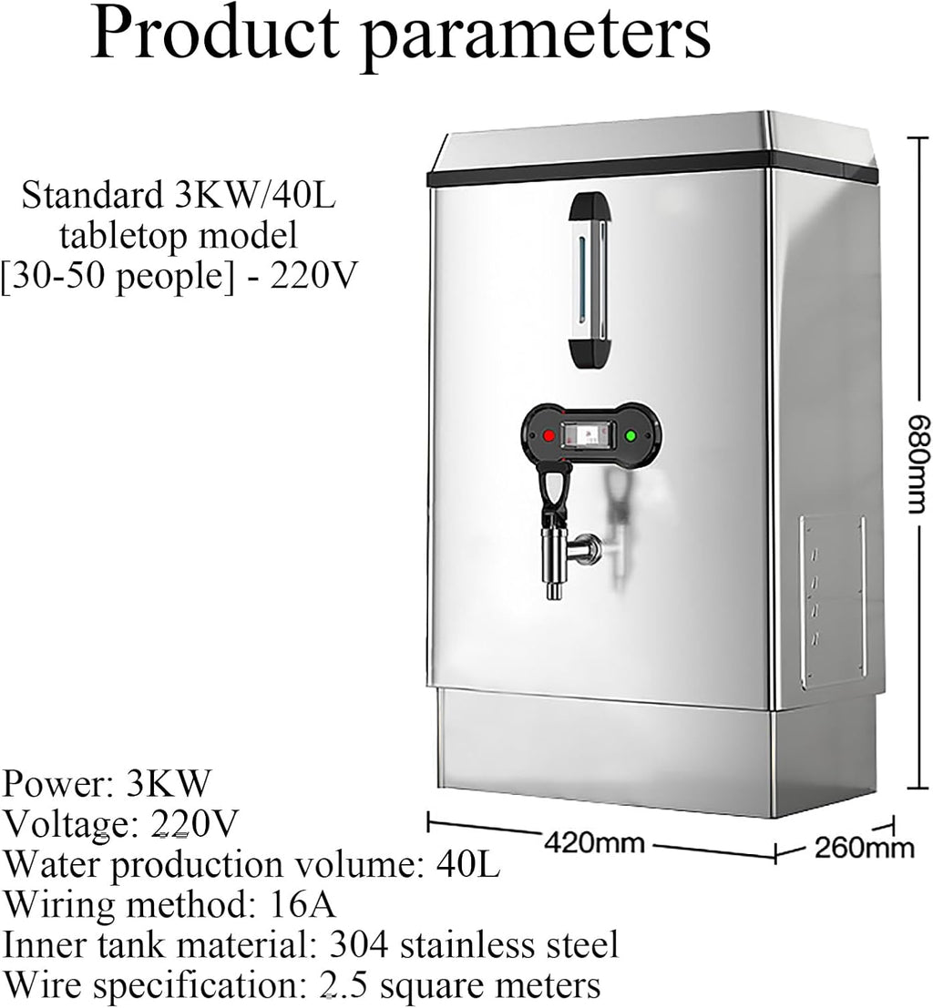 Commercial Water Boiler, 30L Hot Water Boiler & Dispenser, Dual Filtration Automatic Water Replenishment, Energy Efficient, Stainless Steel, for Cafe, Office, Home