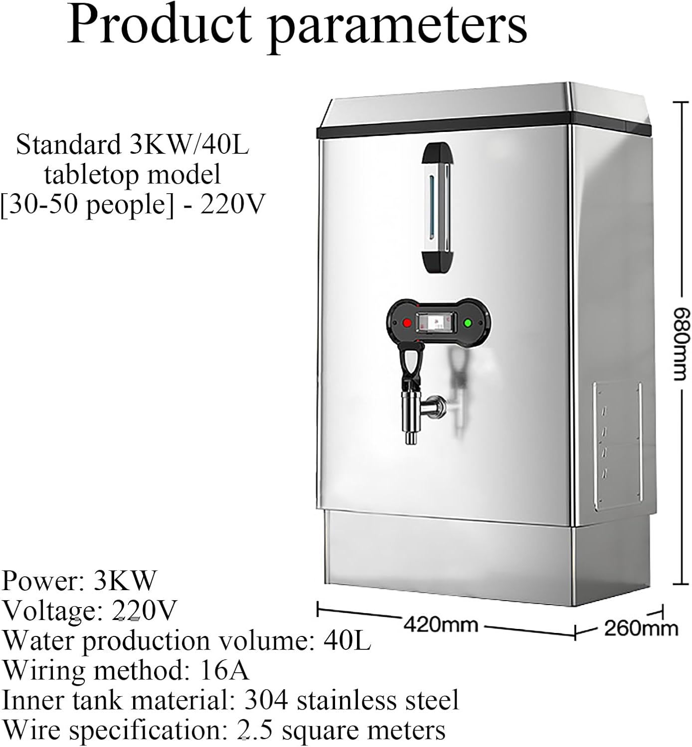 Commercial Water Boiler, 30L Hot Water Boiler & Dispenser, Dual Filtration Automatic Water Replenishment, Energy Efficient, Stainless Steel, for Cafe, Office, Home
