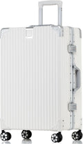 HotWay Checked In Luggage with Spinner Wheels, PC Hard Shell Zipperless Suitcase with Aluminum Frame and TSA Lock, Large Lightweight Suitcase for Business Travel, (White, 28 Inch)