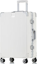 HotWay Checked In Luggage with Spinner Wheels, PC Hard Shell Zipperless Suitcase with Aluminum Frame and TSA Lock, Lightweight Suitcase for Business Travel, (White, 22 Inch)