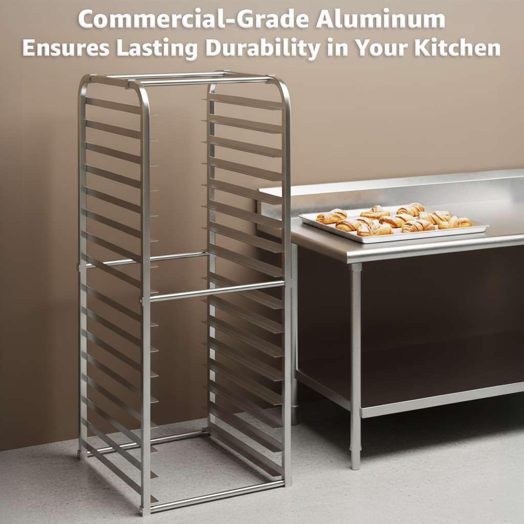 16 Pan Commercial Aluminum Sheet Pan Rack – Bun Pan Cooling Rack for Bakery and Catering NSF
