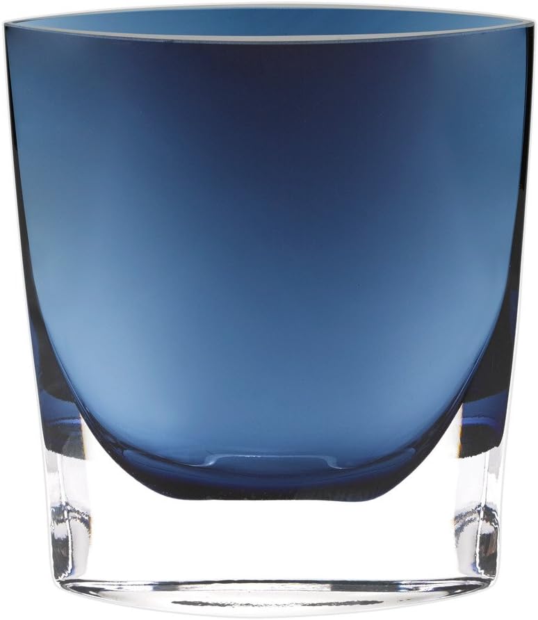 Badash Samantha Crystal Flower Vase, Glass Decorative Vase Table Centerpiece for Home Décor, Wedding Gift, 8' Pocket Shaped, Midnight Blue