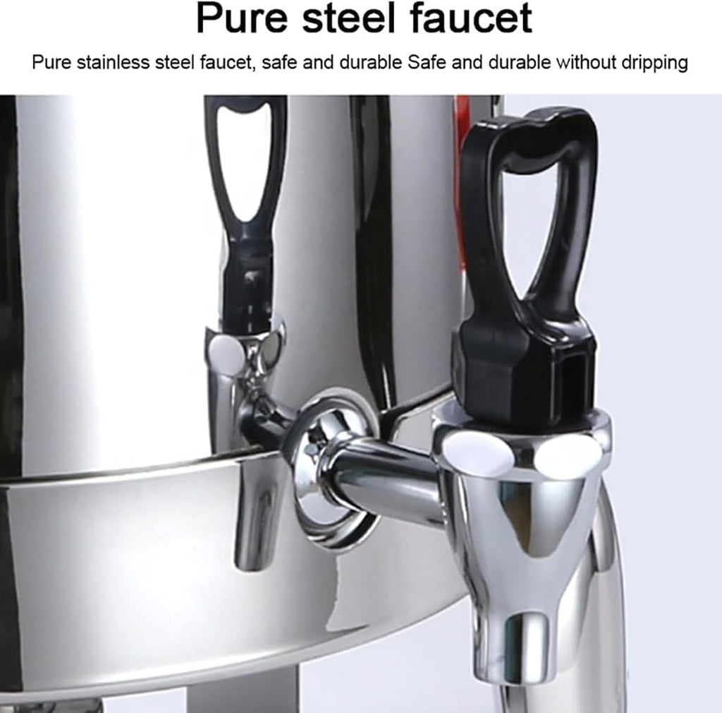 Commercial Coffee Urn, Hot Water Boiler Dispenser, 12L Stainless Steel Hot Beverage Dispenser, with 0-90℃ Thermostat, Keep Warm Hot Water Urn for Home Party Office Clear Transparent (A)