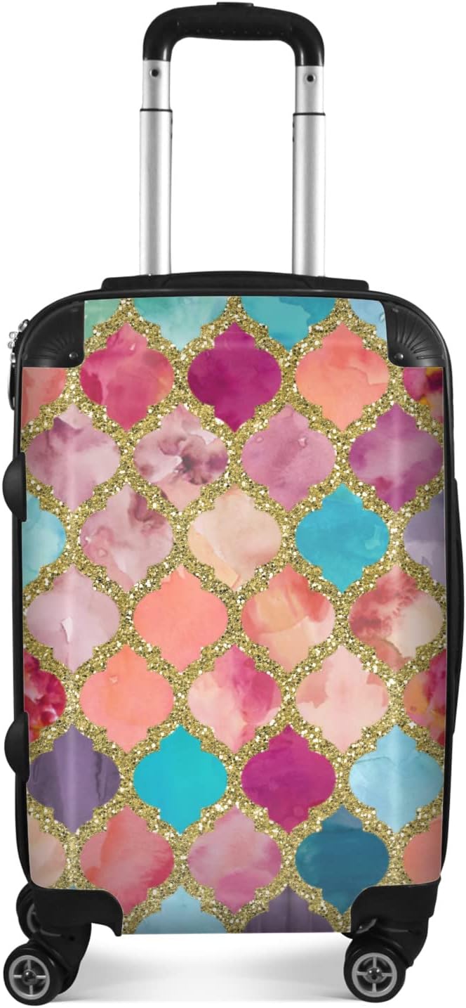 Glitter Moroccan Watercolor Suitcase - 20' Carry On