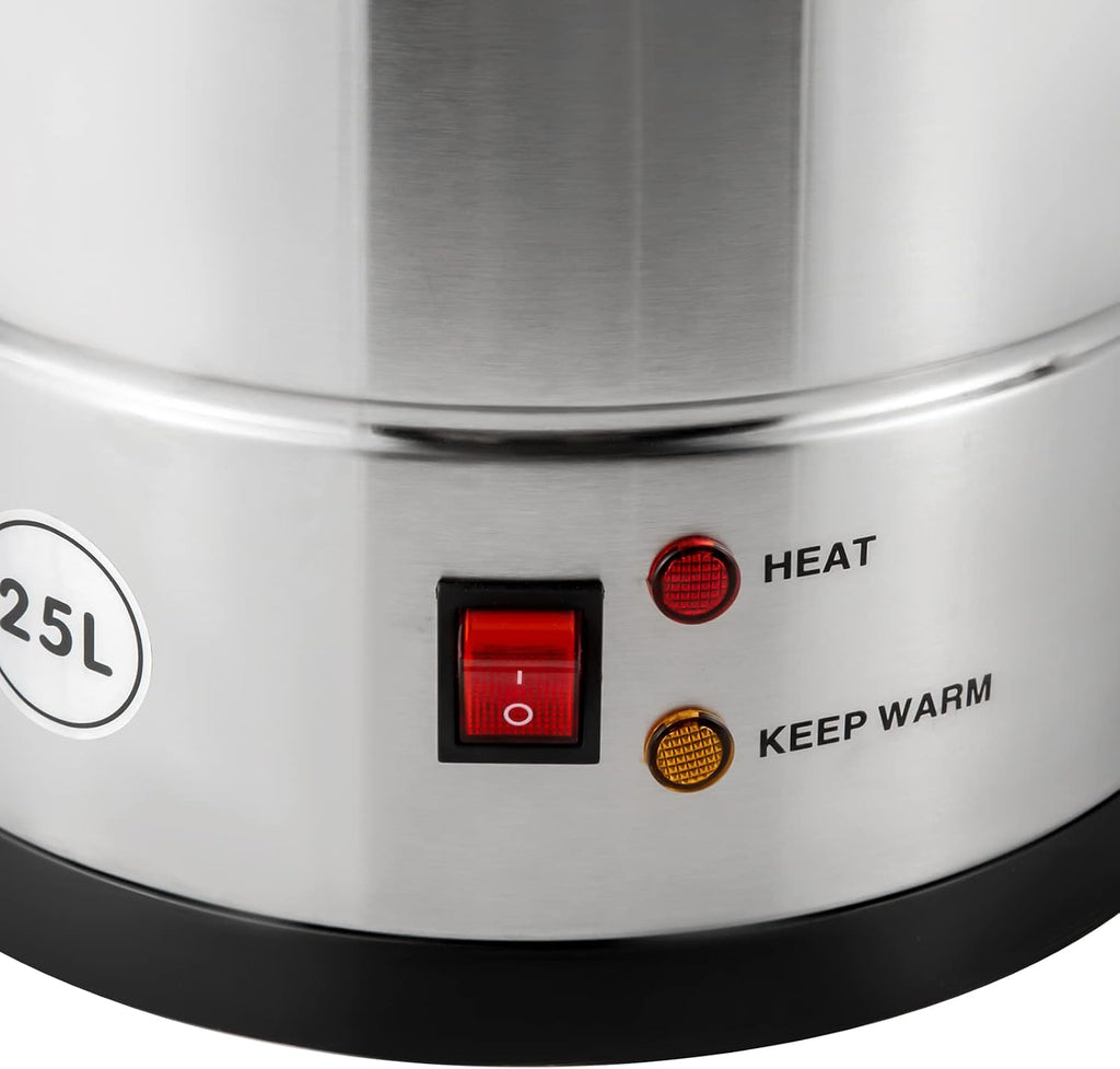 Commercial Coffee Urn Hot Water Urn with Thermostat Control, 1.4KW 25L/6.6Gal Temperature Adjustable(86-230°F) Commercial Coffee Pot Electric Percolator Coffee Pot for Home, Restaurant, Office