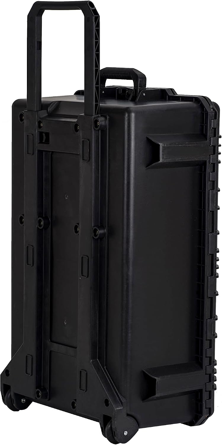 MEIJIA Portable All Weather Waterproof Camera Case,Customizable Fit Foam with Rolling Wheels and Retractable Pull Handle,31.3'X20.3'X12.25'