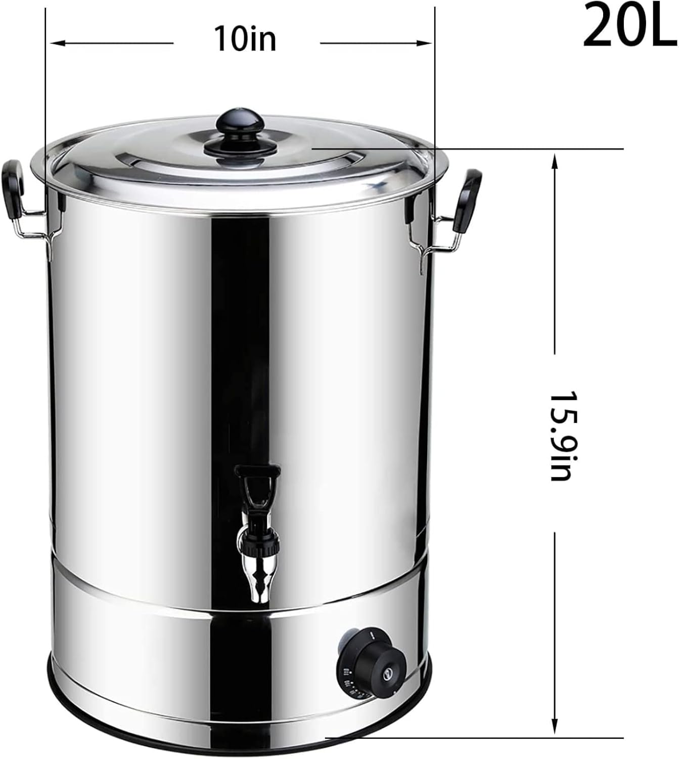 Catering Hot Water Boiler - 20 Litre Commercial Stainless Steel Urn with High Heat Transfer Efficiency and Dry Burning Prevention