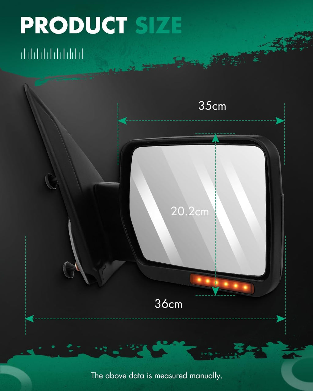 SCITOO Tow Mirrors Compatible with for 2004-2014 For Ford For F150 Series Pickup Truck Power Adjusted Heated No Turn Signal Light Black Housing LH RH