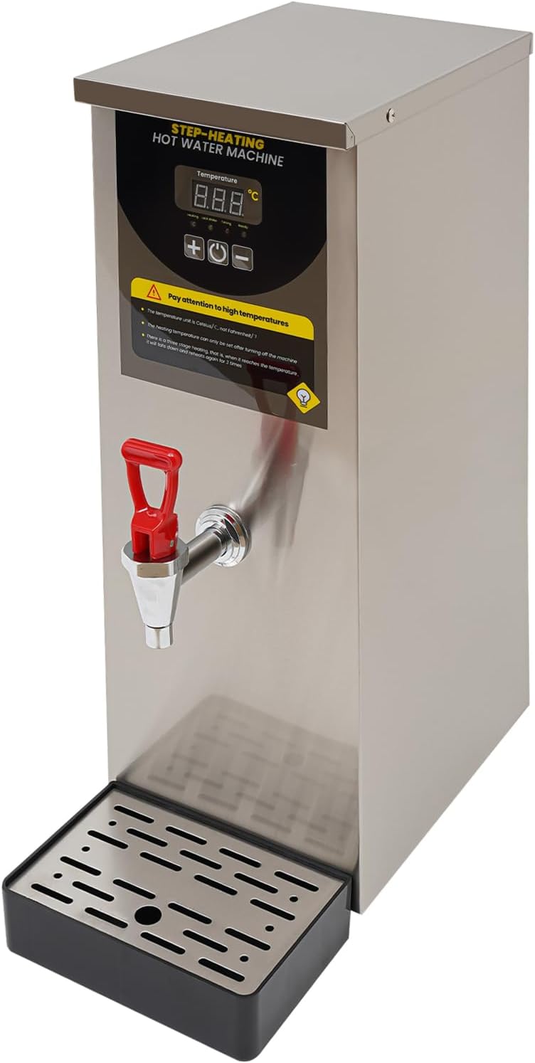 CNCEST Water Boiler, Electric Water Boiler, Step-Heating Commercial Hot Water Dispenser (Silver-8L)