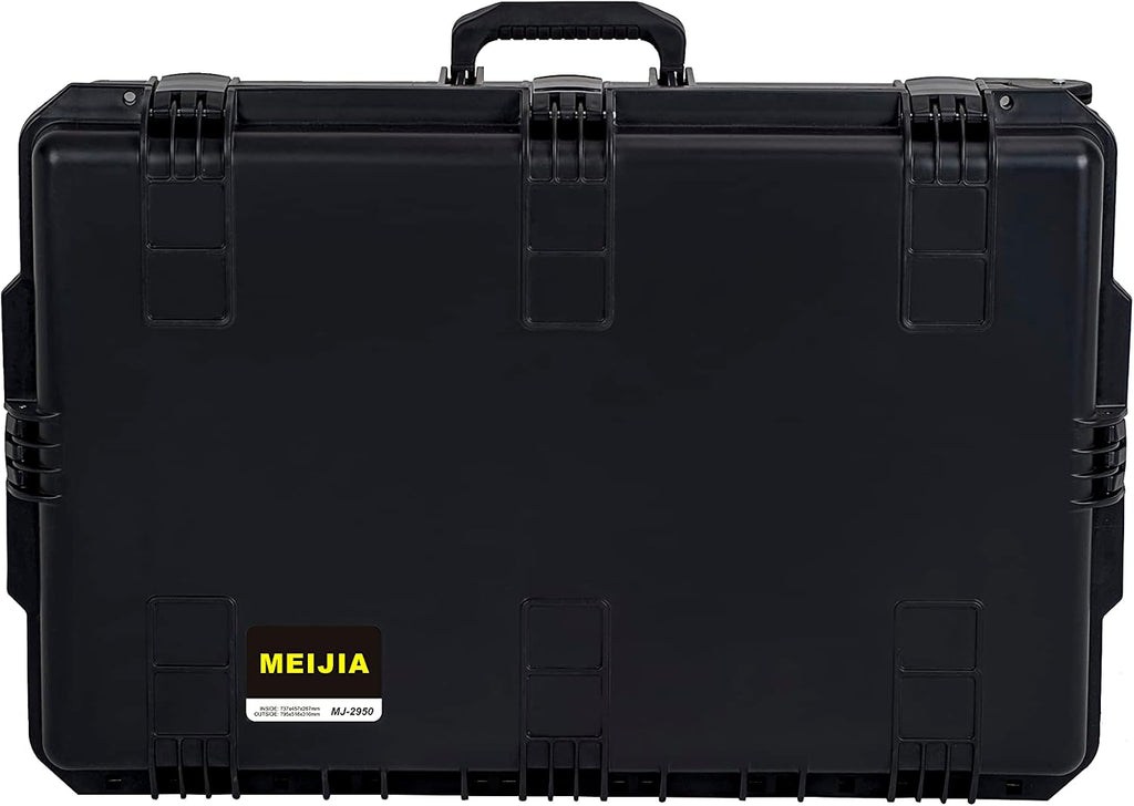 MEIJIA Portable All Weather Waterproof Camera Case,Customizable Fit Foam with Rolling Wheels and Retractable Pull Handle,31.3'X20.3'X12.25'