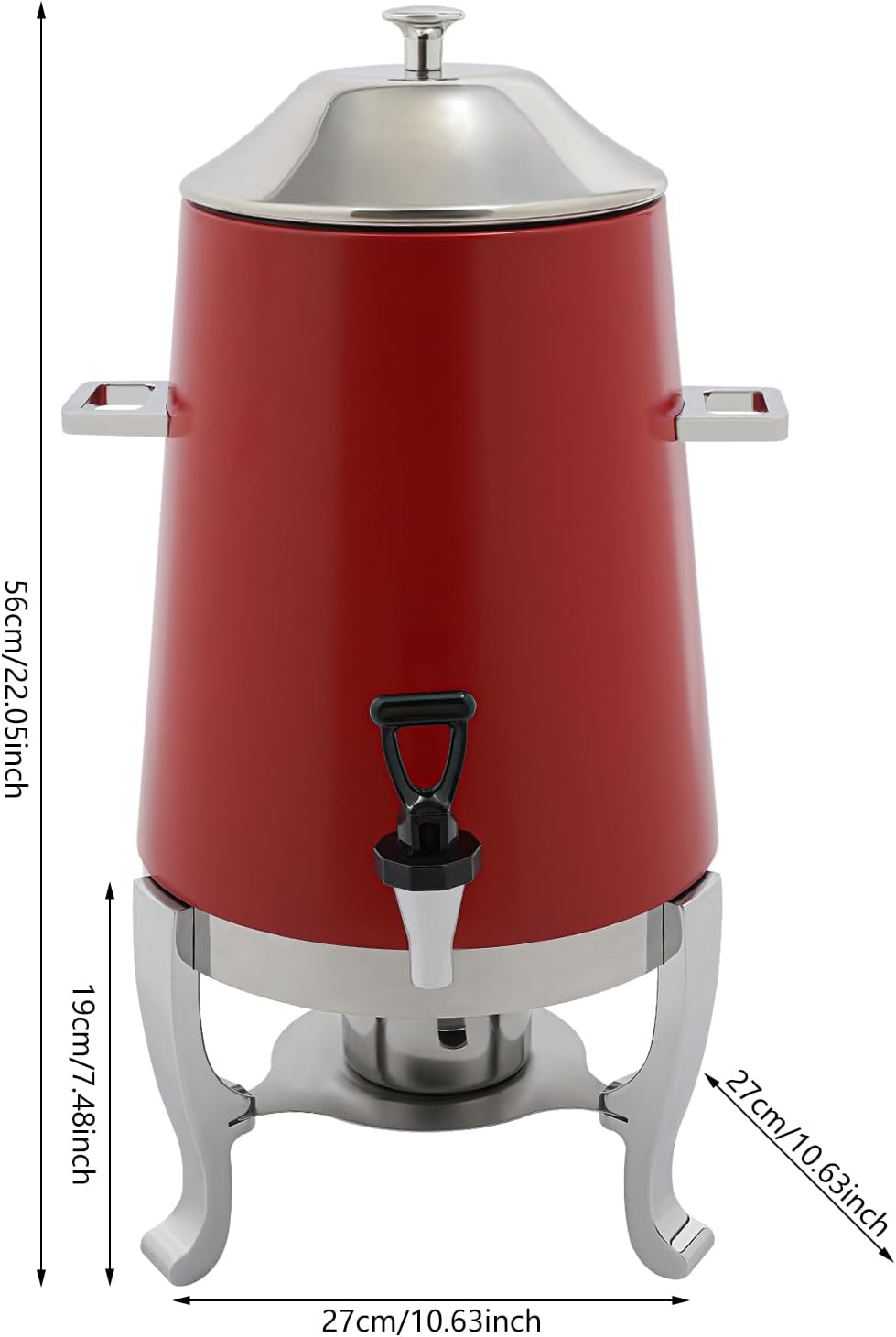 Beverage Dispenser for Coffee Tea Hot Water, Hot Drink Dispenser with Stand & Fuel Holder, 3.4Gal Stainless Steel Thermal Carafe, for Home Office Party Wedding Banquet