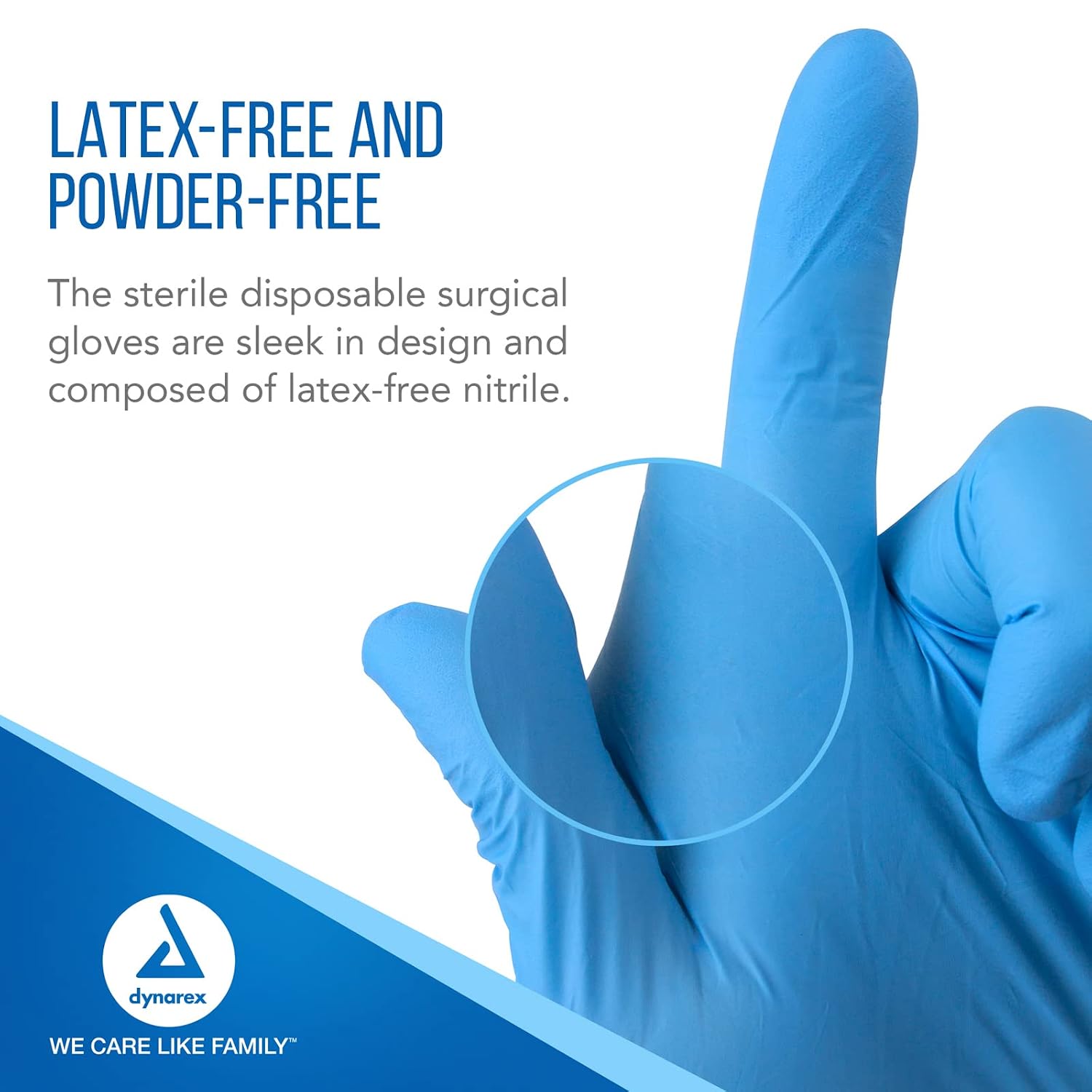 Dynarex Sterile Disposable Nitrile Exam Gloves, Powder-Free, Sterilely Packaged in Pairs, Textured Palms, Blue, Small, 1 Case - 8 Boxes of 50 Pairs