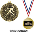 Crown Awards Running Medals, 2' Gold Abstract Runner Medal Award with Free Custom Engraving Prime