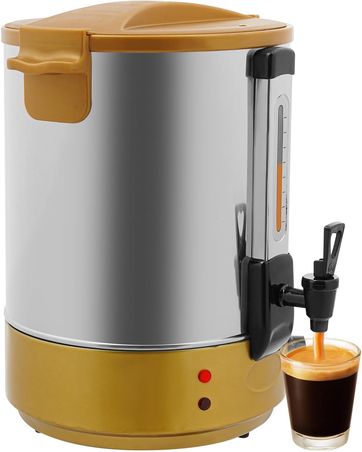 110V 2800W Electric Hot Water Dispenser, Electric Heat Preservation Bucket, Commercial Coffee Maker, Quick Brewing Coffee Urn with Adjustable Temperature, Hot Water Urn for Catering & Events (Gold)
