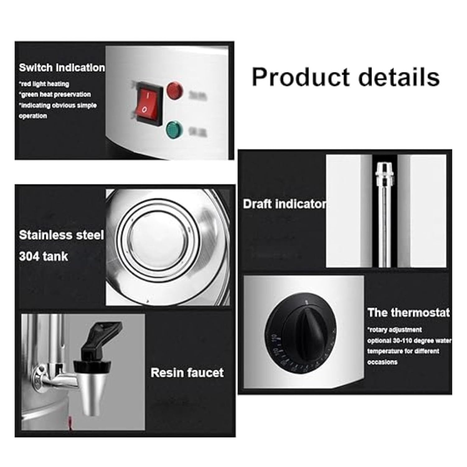 Commercial Hot Water Urn Dispenser, 8-45L Stainless Steel Electric Tea Urn with Tap, Insulated Beverage Server for Coffee, Tea, Milk - Office, Restaurant, Cafe Use