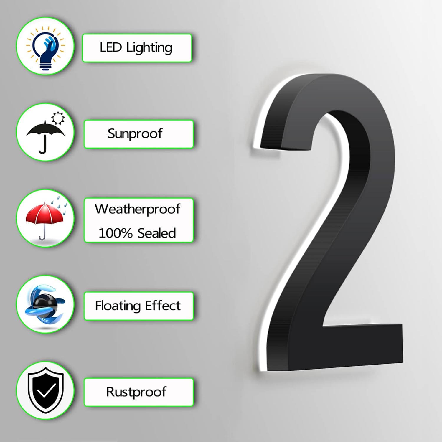 Backlit LED House Numbers Plaques With Lights, 16' Illuminated Address Sign House Number Sign For Outside, Light Up LED Address Plaque For Home Garden Yard,Q