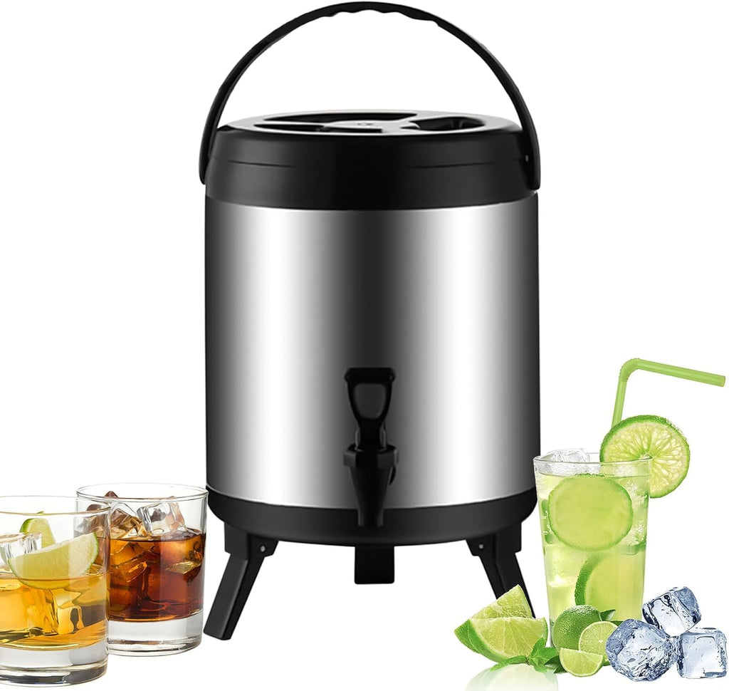 Catering Urn, Stainless Steel Catering Urn Hot Water Dispenser With Faucet - 6L/8L/10L Insulated Milk Tea Barrel For Hot Water And Beverage(8l)