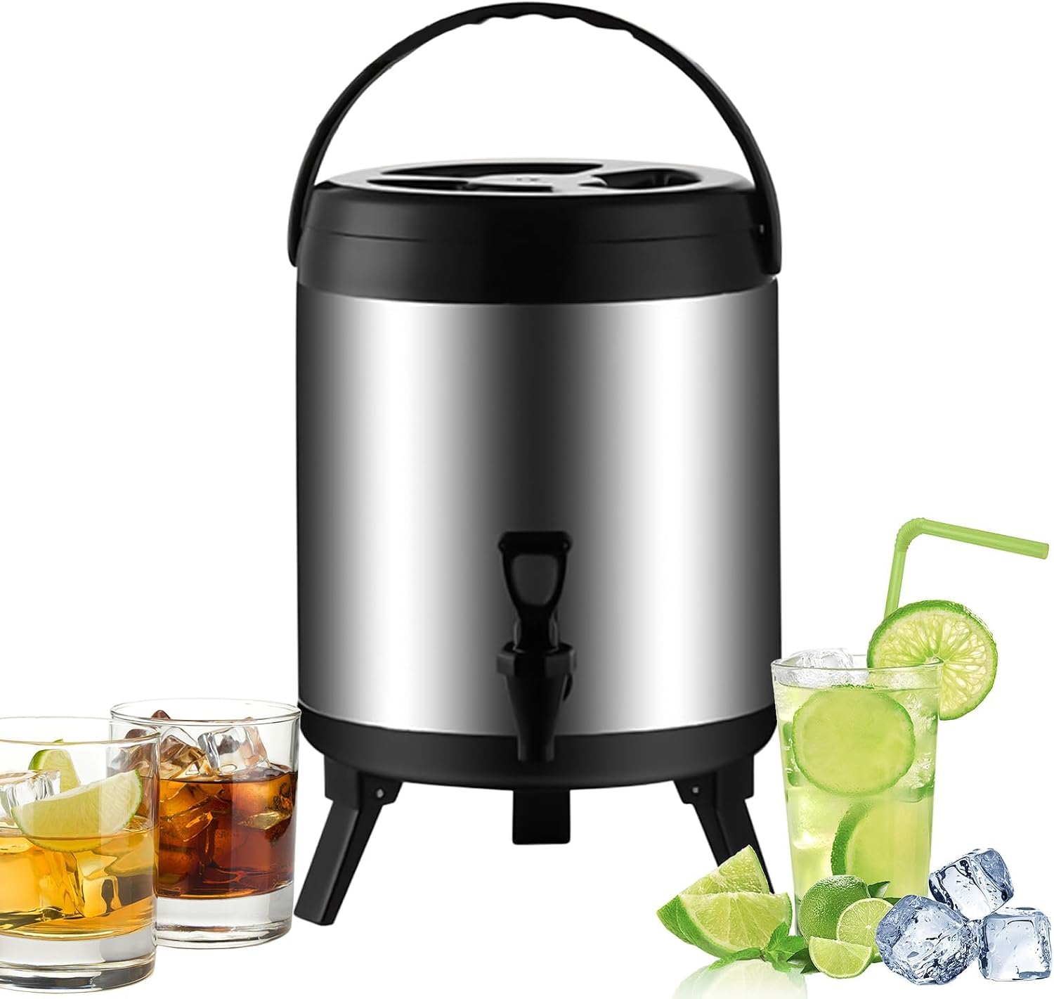 Catering Urn, Stainless Steel Catering Urn Hot Water Dispenser With Faucet - 6L/8L/10L Insulated Milk Tea Barrel For Hot Water And Beverage(8l)