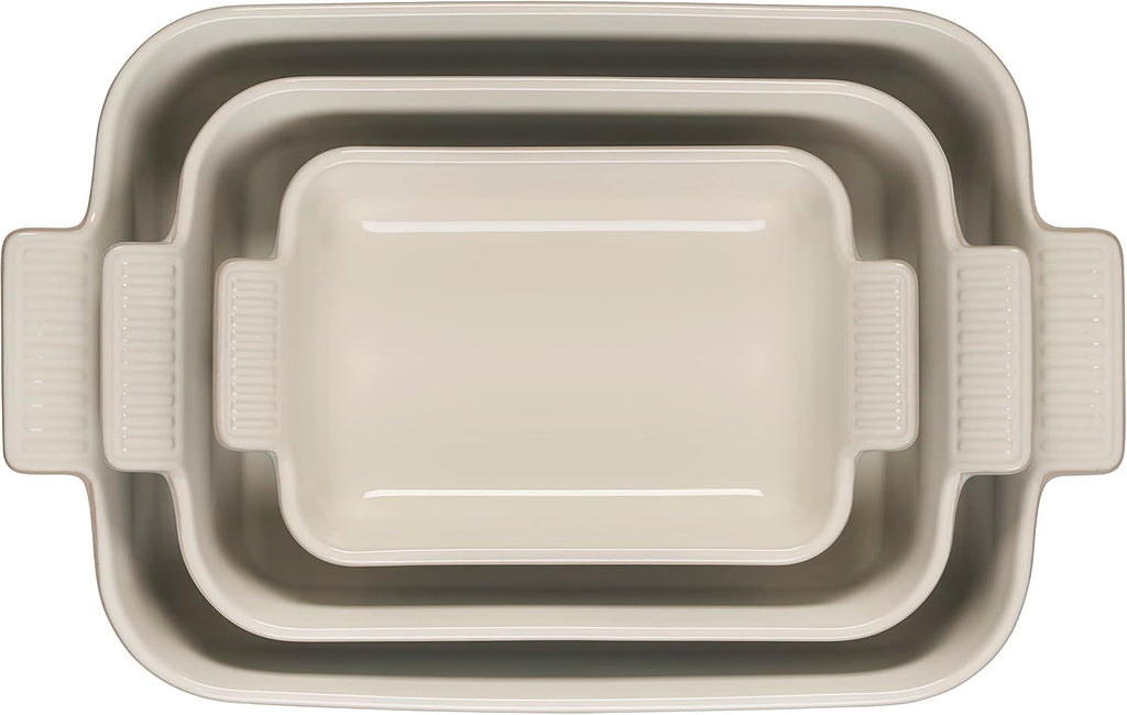 Le Creuset Stoneware Heritage 3-Piece Rectangular Baking Dish Set, Sea Salt