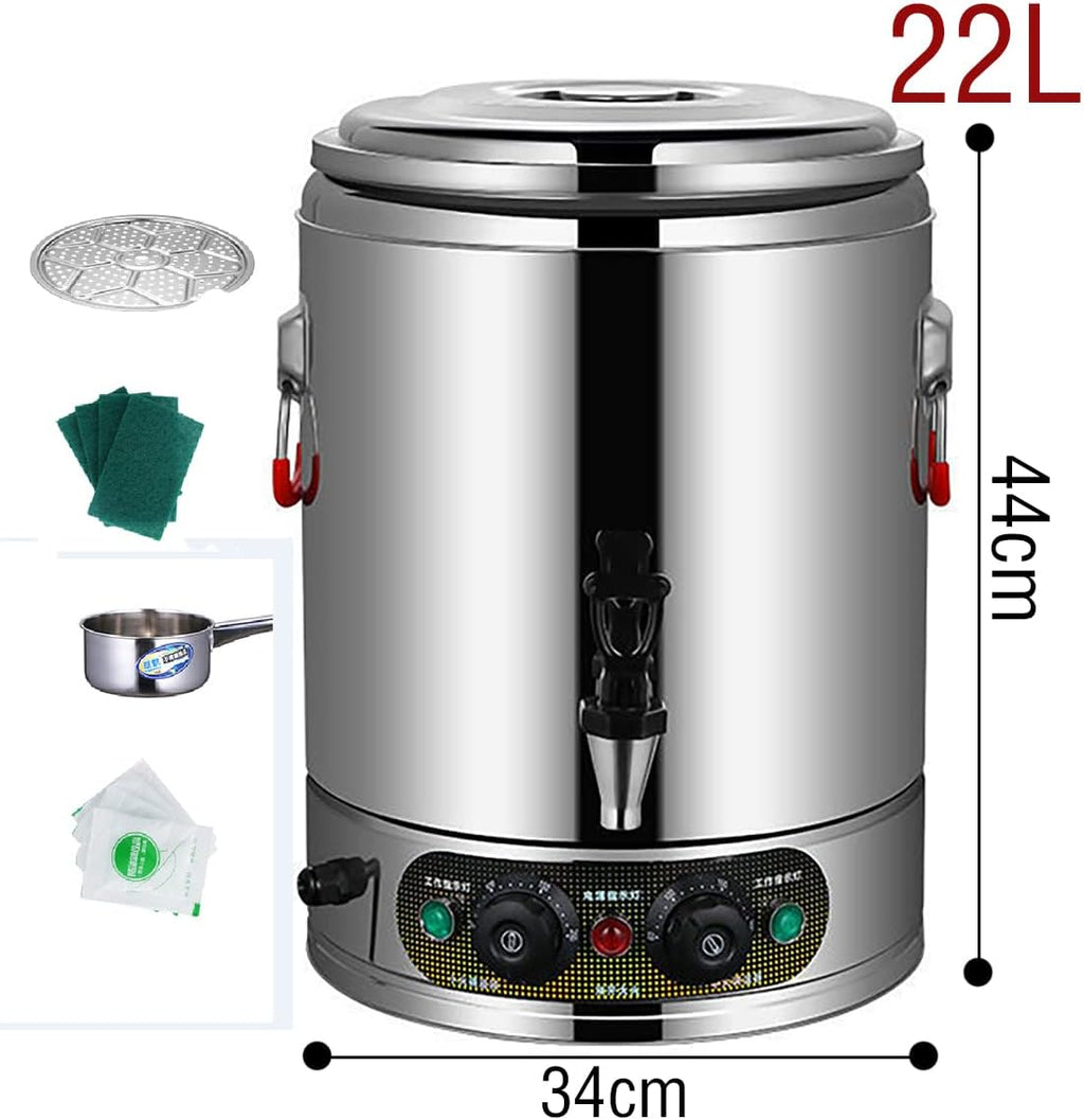 Catering Urn 3000W, Commercial Hot Water Boiler Dispenser, 30-110°C Temperature Control Knob, for Brewing Commercial Office Home Party,22L