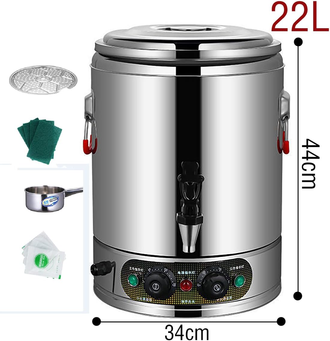 Catering Urn 3000W, Commercial Hot Water Boiler Dispenser, 30-110°C Temperature Control Knob, for Brewing Commercial Office Home Party,22L