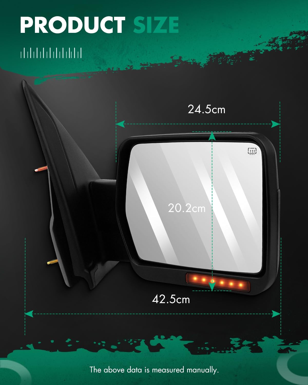 SCITOO Towing Mirrors, fit For Ford Exterior Accessories Mirrors fit 2007-2014 For Ford For F-150 Truck with Amber Turn Signal and Puddle Light Heated Power Controlling and Manual Folding (Pair)