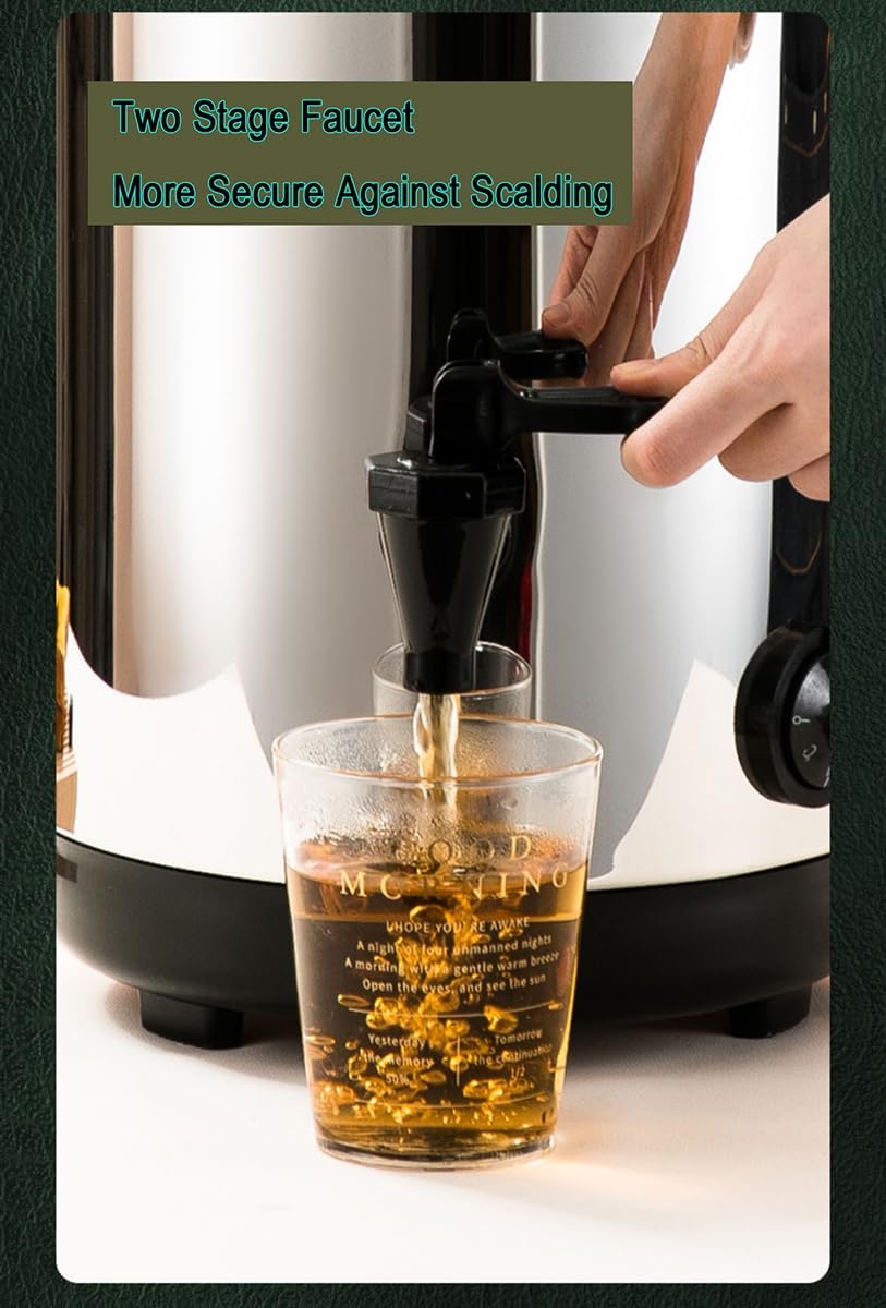 304 Stainless Steel Catering Urn, 8L/12L/16L/18L Hot Water Boiler Dispenser Heat Insulation Preservation Drink Commercial Milk Tea Dispenser Bucket for Cafe, Office, Home,18L