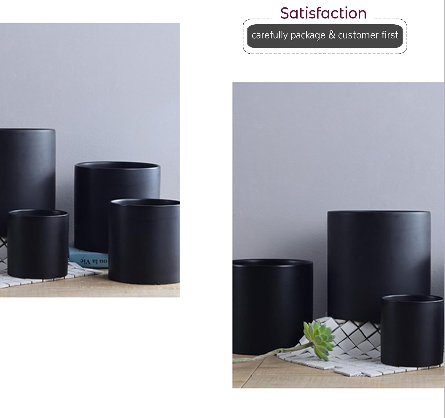 WGVI Matte Black Ceramic Cylinder Vase Width 5.5' Height 5', Flower Arrangements, Candle Holder, Terrarium Planter Pot, Storage Container Organizer, Pen Brush Holder, Tabletop Decor, Bulk, 12 Pcs