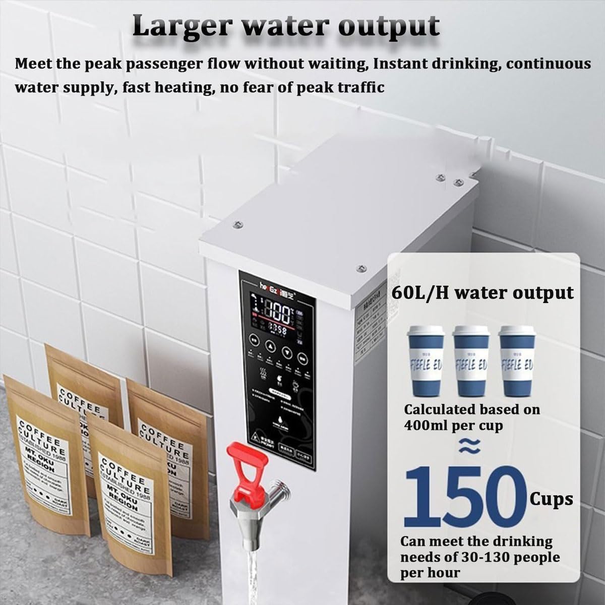 Commercial Autofill Hot Water Dispenser, Digital Control Panel, Auto Temperature Control, Instant Hot Water Boiler for Tea & Coffee (White)